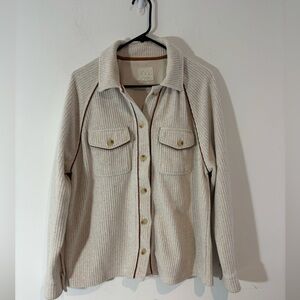 Thread & Supply Women’s Large Ivory Swan Oversized Corduroy Shacket Casual Fall